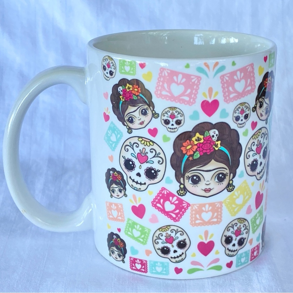 HAPPY SKULL STUDIO Day of the Dead Sugar Skull Ceramic Coffee Mug 11oz